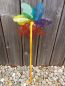 Preview: Windrad * 22 cm * Holzstil und -kugel handbemalt * Gartenstecker * Kinder * Deko * Regenbogen